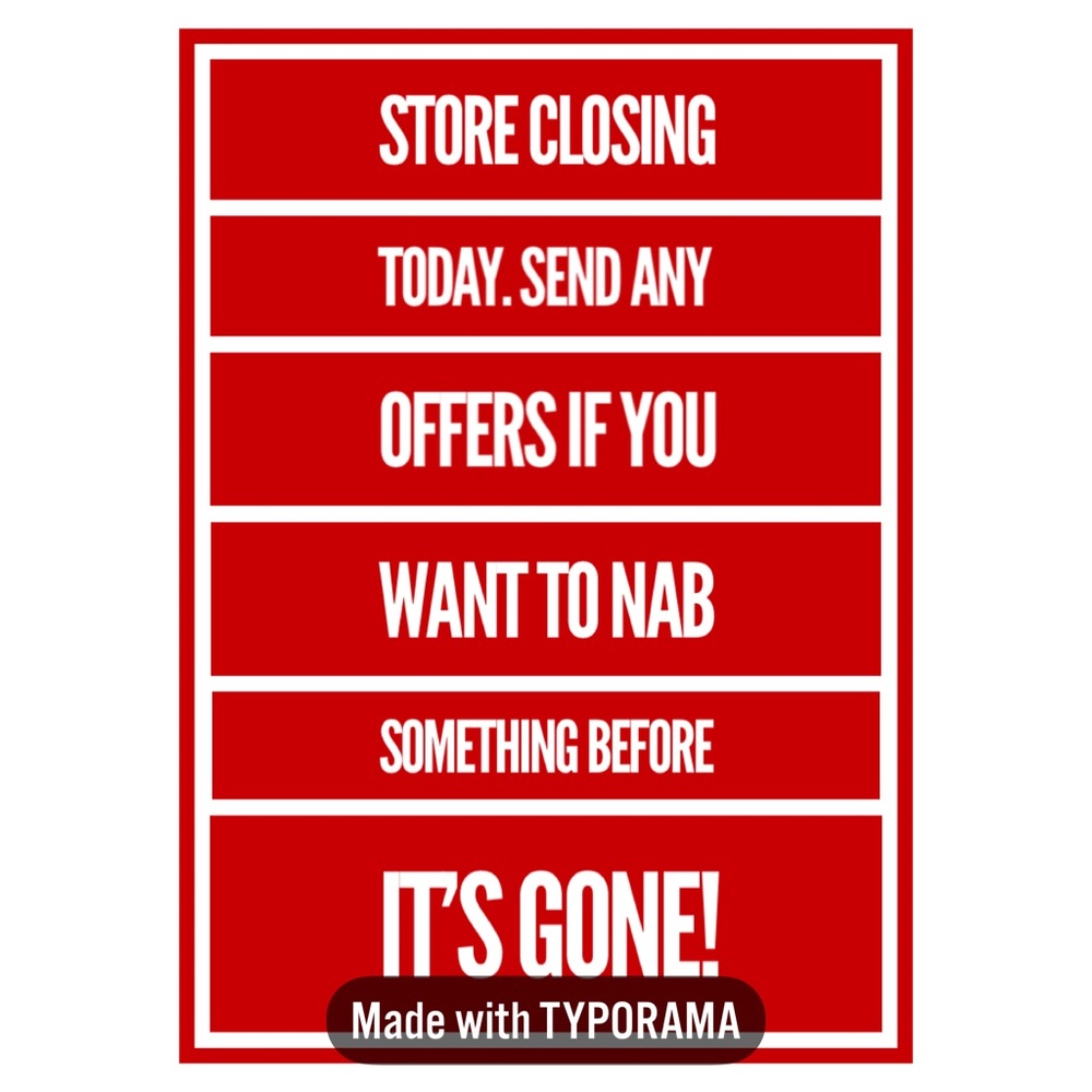 Store Closing Sale Announcement